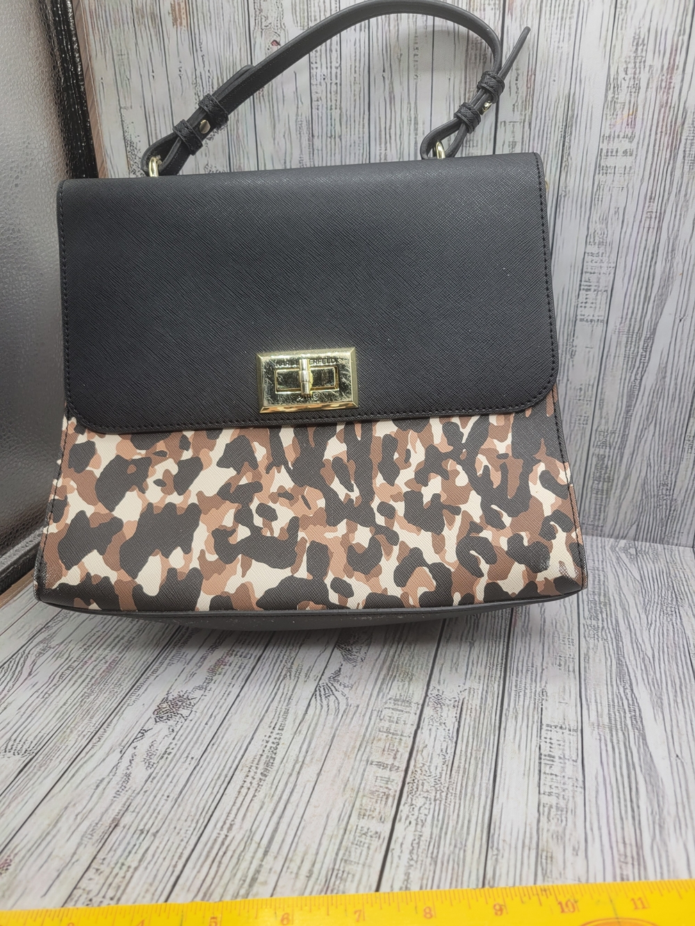 Karl Lagerfeld Paris Black And Leopard Purse